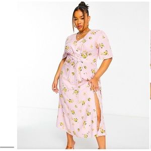 Nobody's Child x ASOS Plus Beatrice Corset Front Midi Dress in Lilac Size 24